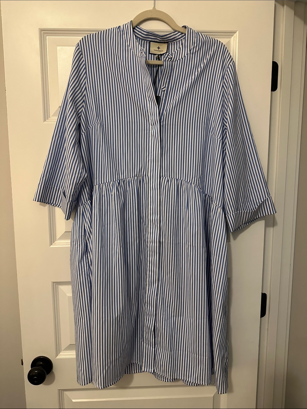 Tuckernuck Blue and White Striped Casual Shirt Dress